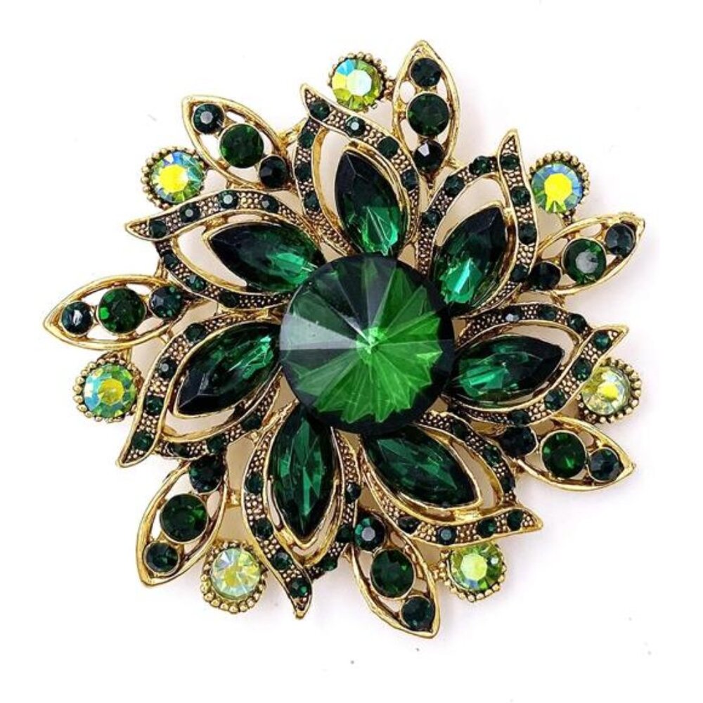 Vintage Women's Austrian Crystal Elegant Flower Brooch Wedding Broach